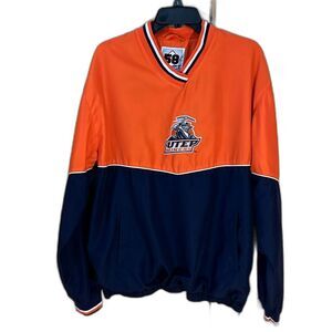 UTEP Miners orange and navy pullover V-neck windbreaker men’s Lg